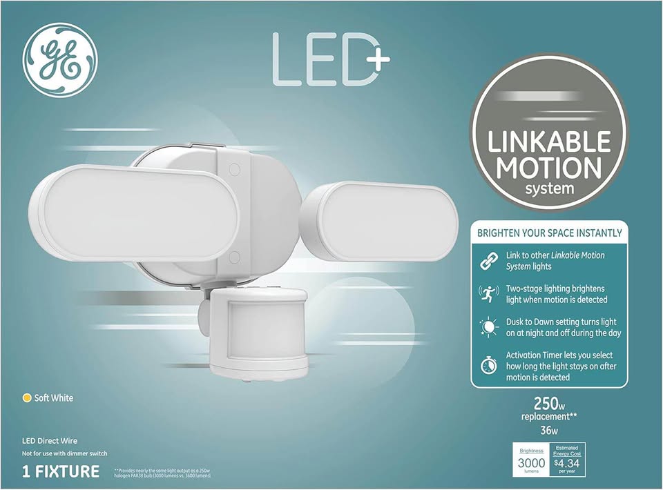 GE 180-Degree 250W Motion Activated Flood Lights