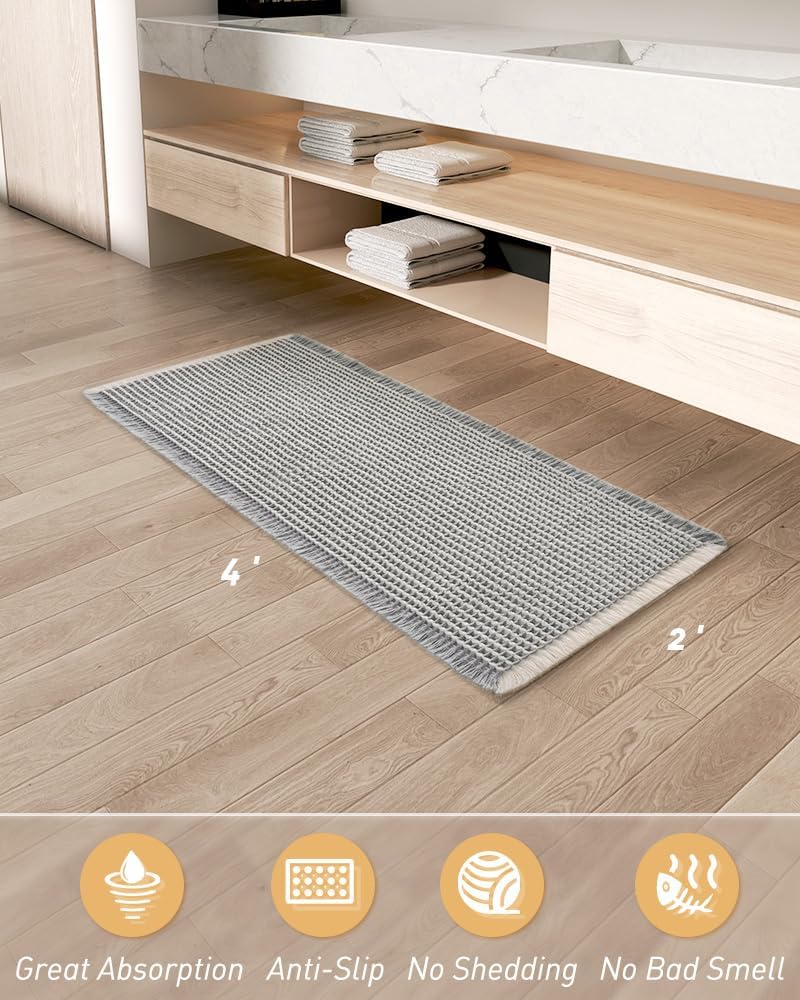 2x4ft Nonslip Waffle Runner Rug