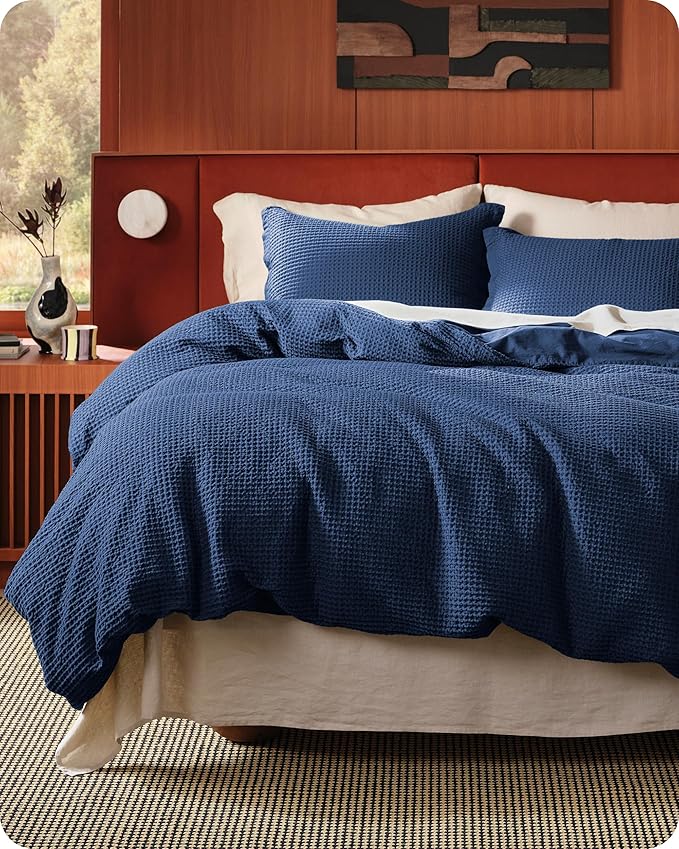 Bedsure Waffle Weave 3pc Duvet Cover Set - King | No Comforter