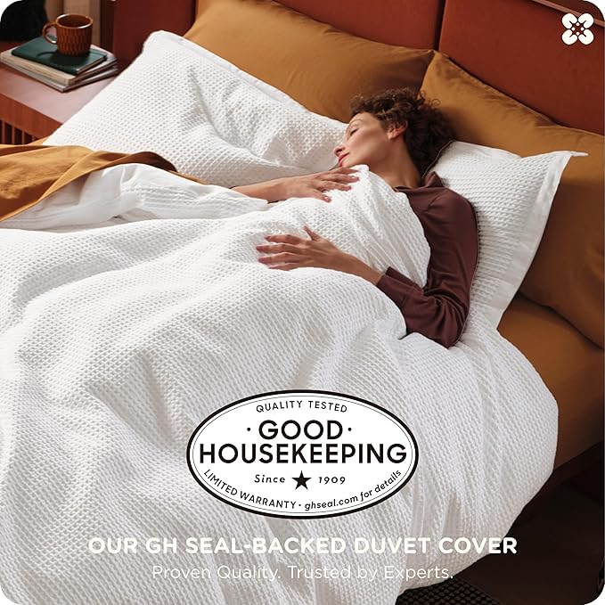 Bedsure Waffle Weave 3pc Duvet Cover Set - Oversized King | No Comforter