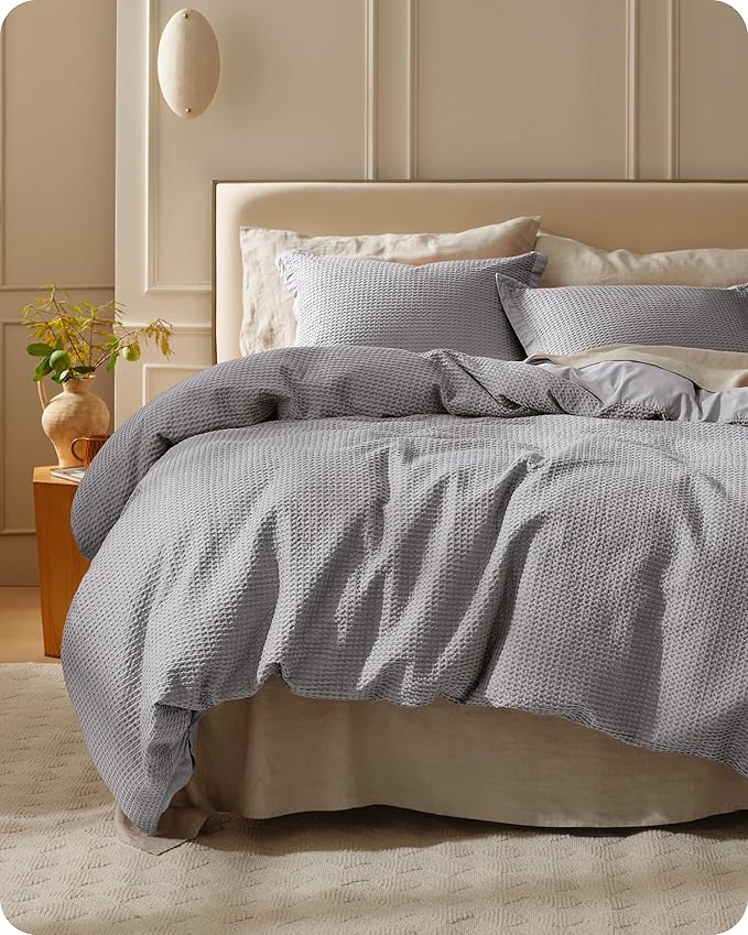 Bedsure Waffle Weave 3pc Duvet Cover Set - King | No Comforter