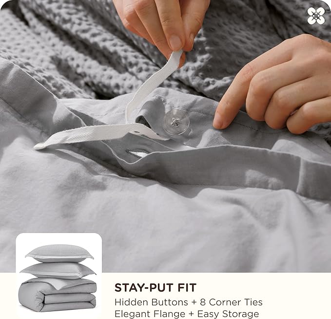 Bedsure Waffle Weave 3pc Duvet Cover Set - King | No Comforter