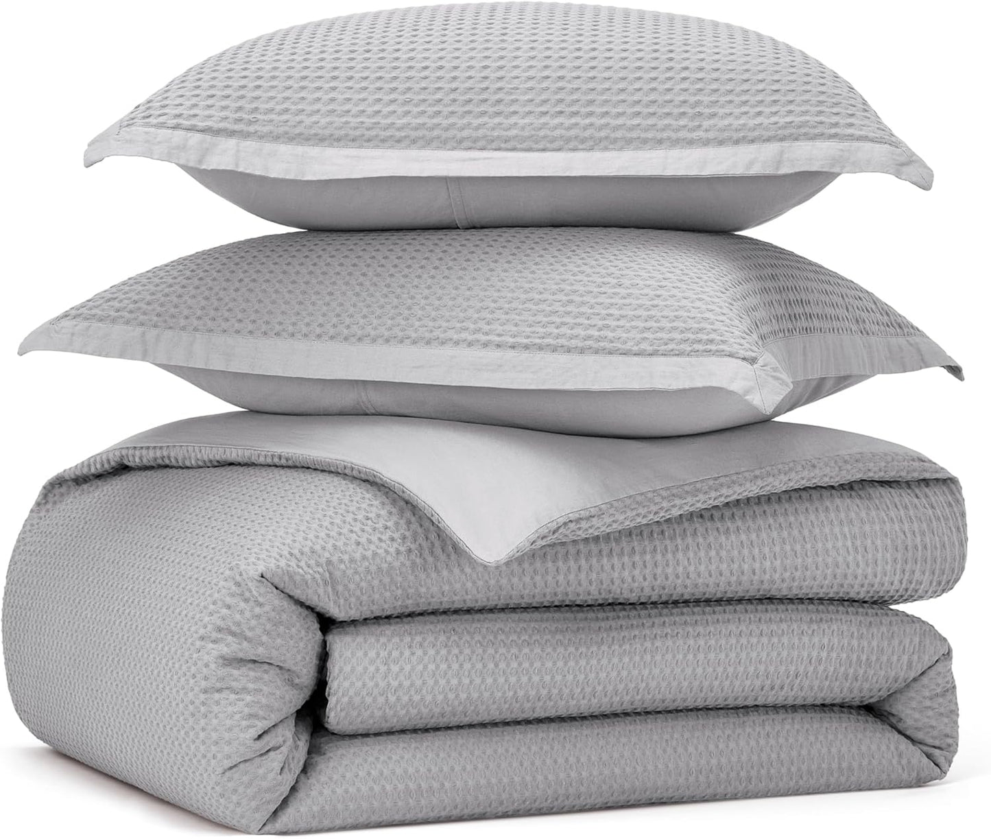 Bedsure Waffle Weave 3pc Duvet Cover Set - King | No Comforter