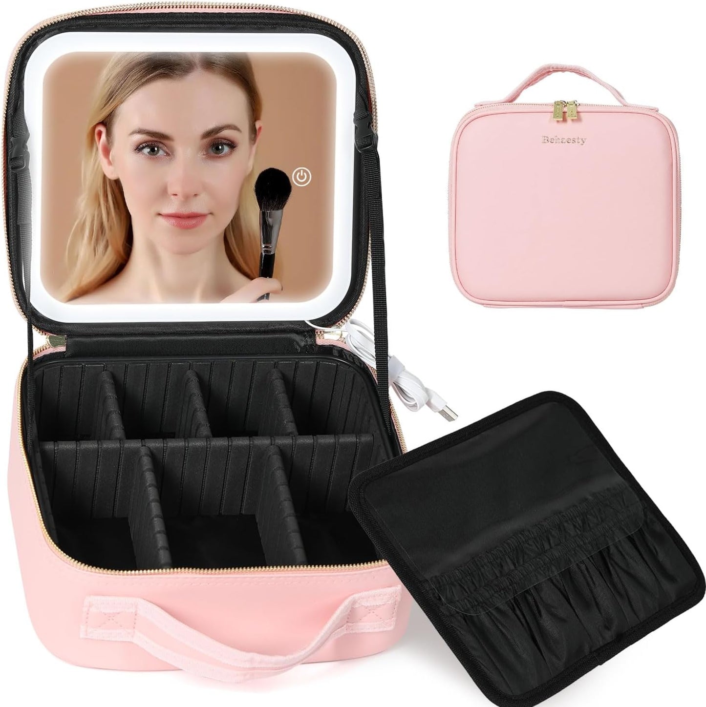 Makeup Bag with LED Light Mirror
