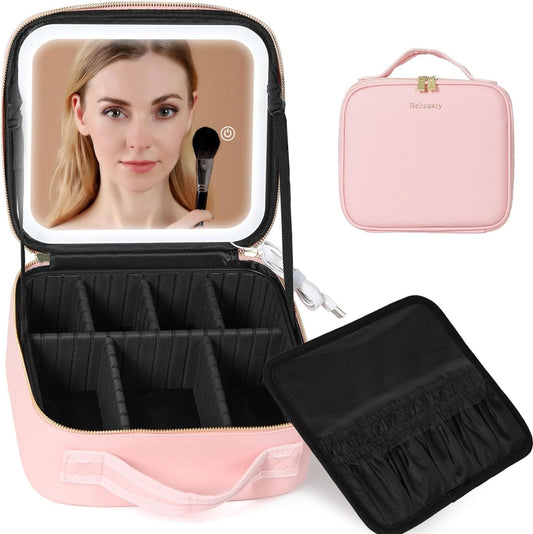 Makeup Bag with LED Light Mirror