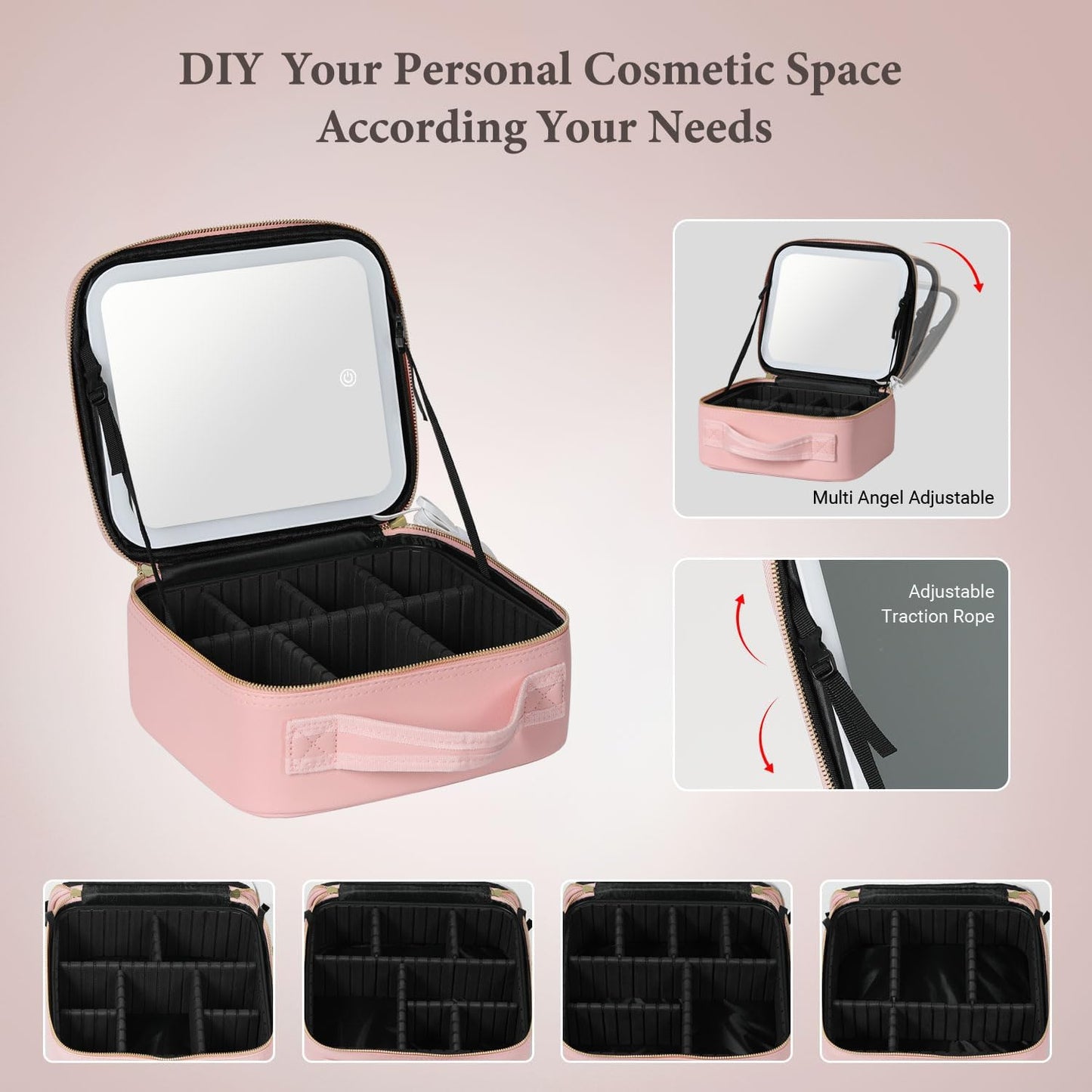 Makeup Bag with LED Light Mirror