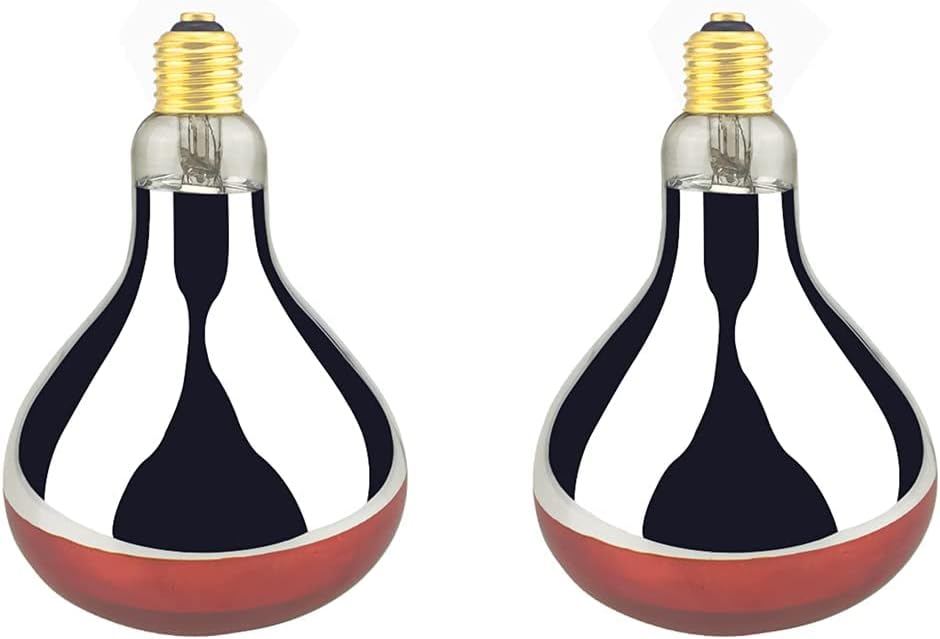 250W 2 Pack Painted Red Infrared Glass Lamp Bulbs