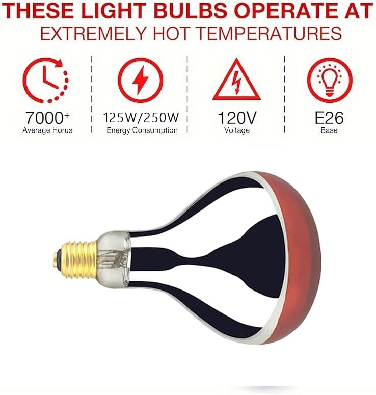 250W 2 Pack Painted Red Infrared Glass Lamp Bulbs