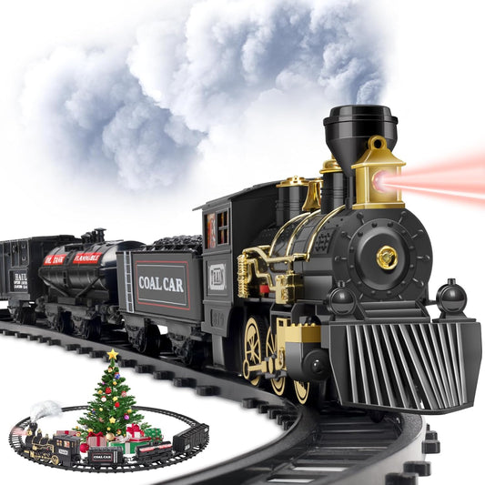 Electric Black Train with Water Steam