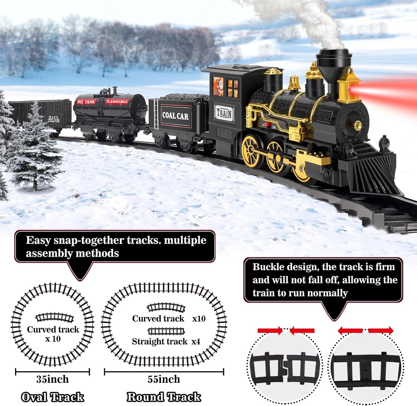 Electric Black Train with Water Steam