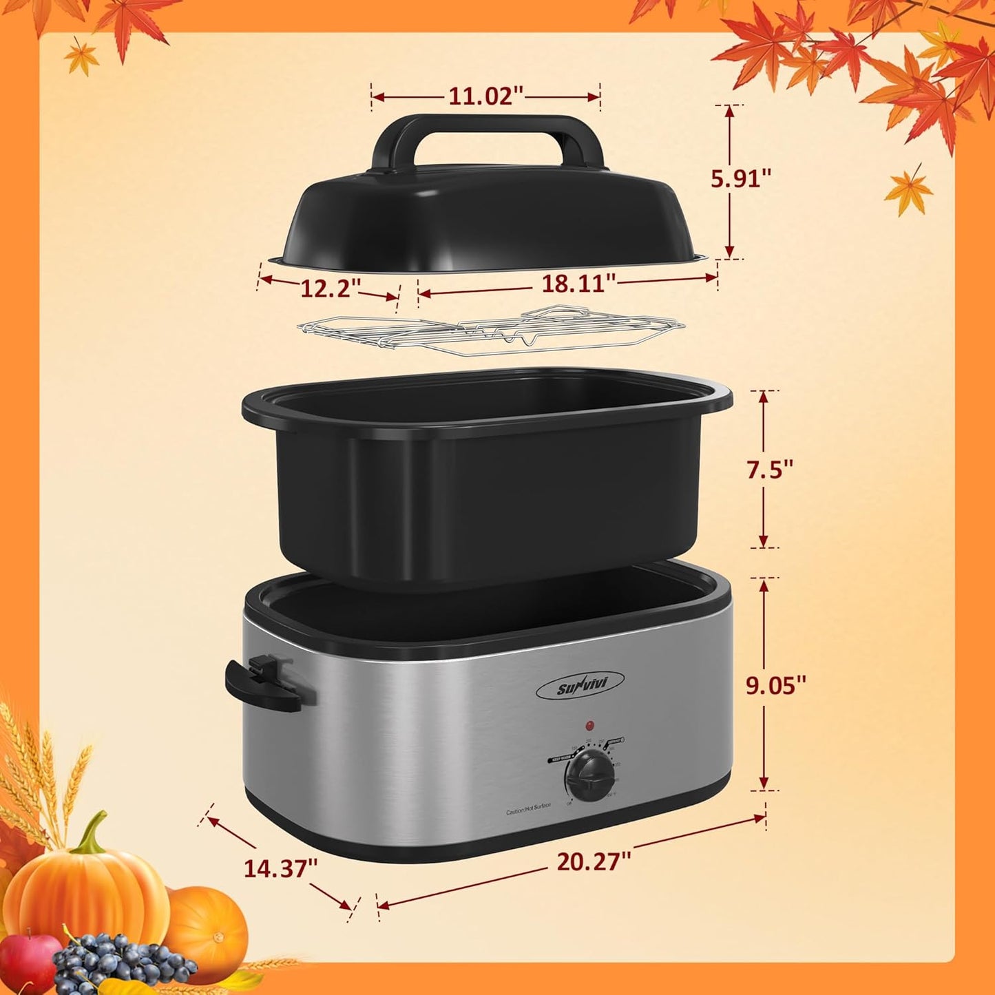 24 Quart Electric Turkey Roaster Oven