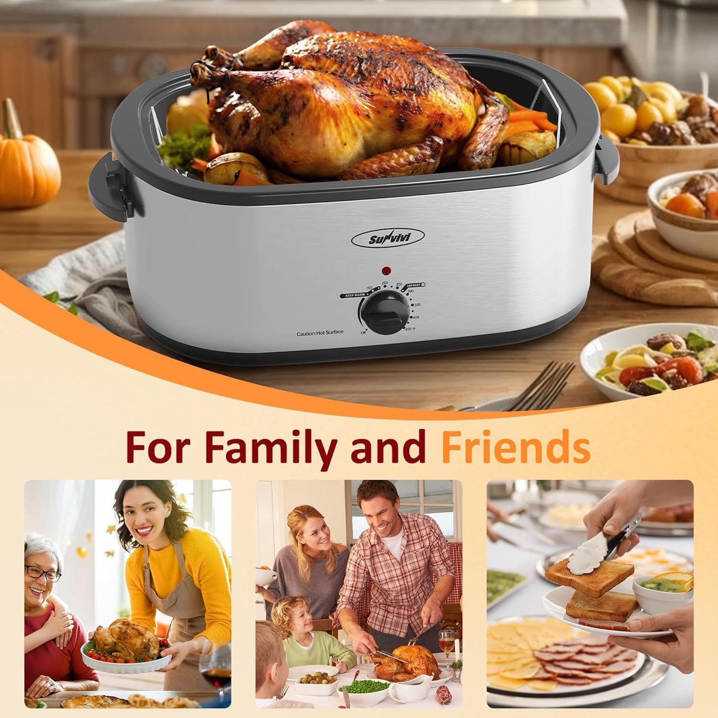 24 Quart Electric Turkey Roaster Oven