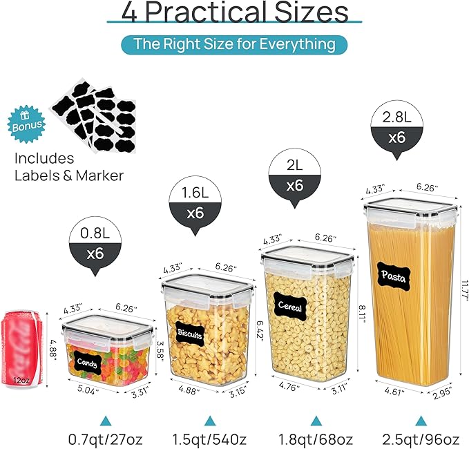 24pcs Airtight Food Containers