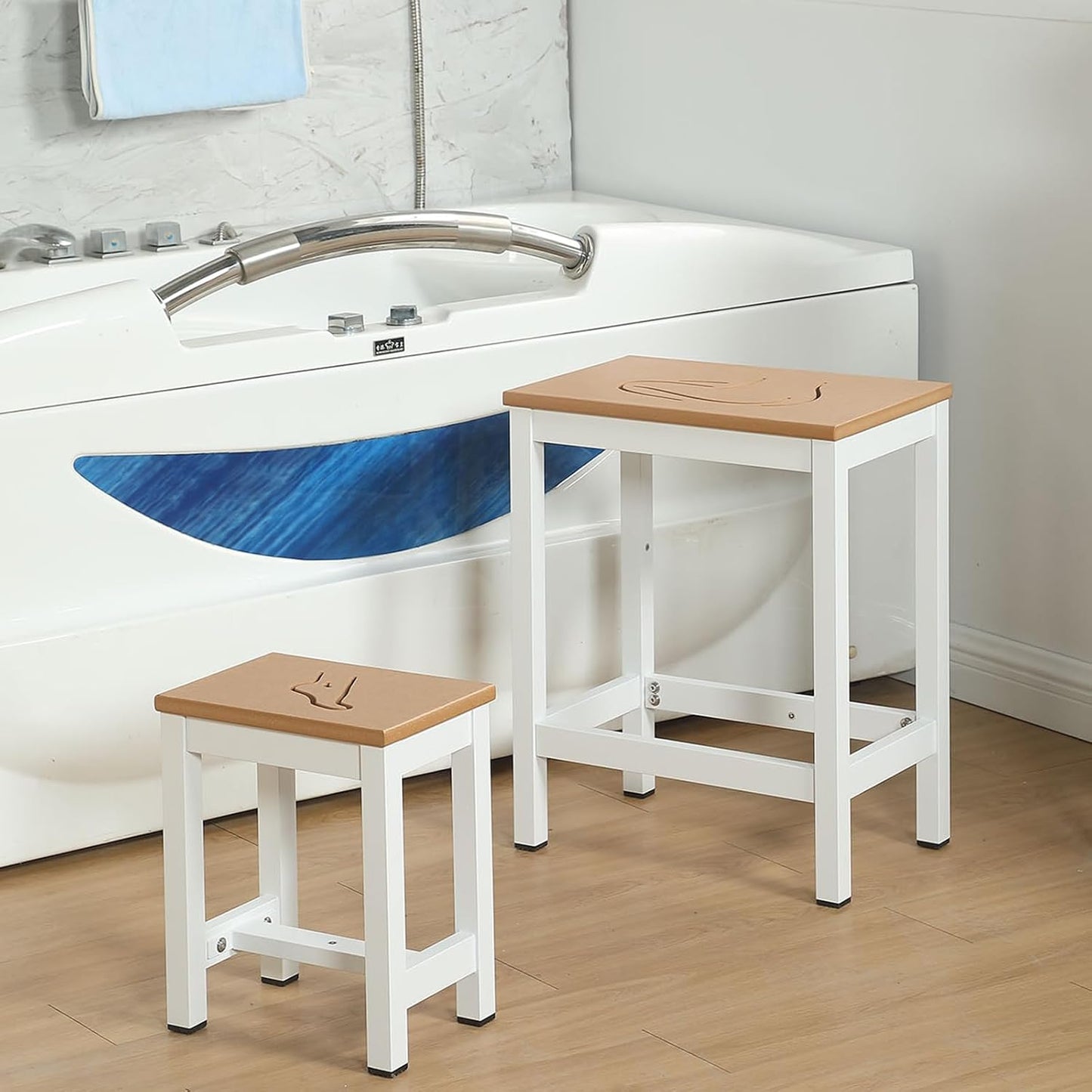 Shower Bench and Foot Stool Set