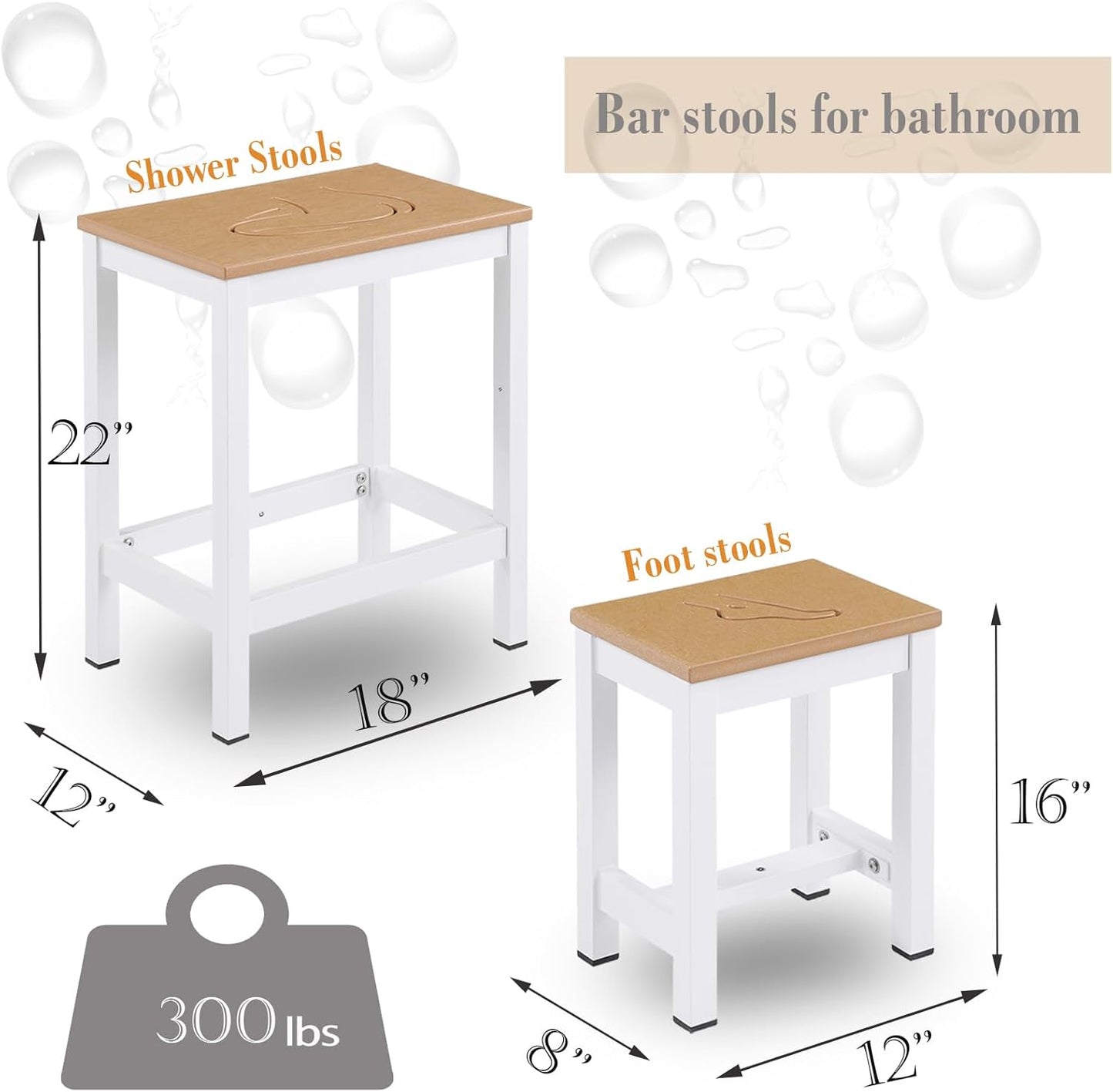 Shower Bench and Foot Stool Set