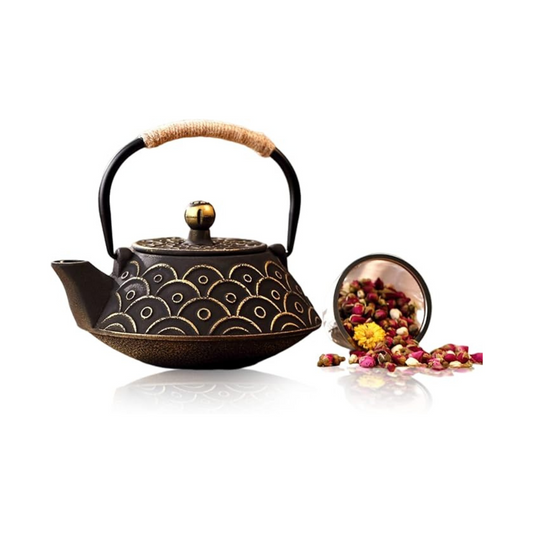 Black Gold Japanese Cast Iron Teapot Kettle