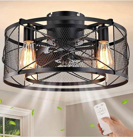 20in Caged Ceiling Light and Fan Fixture