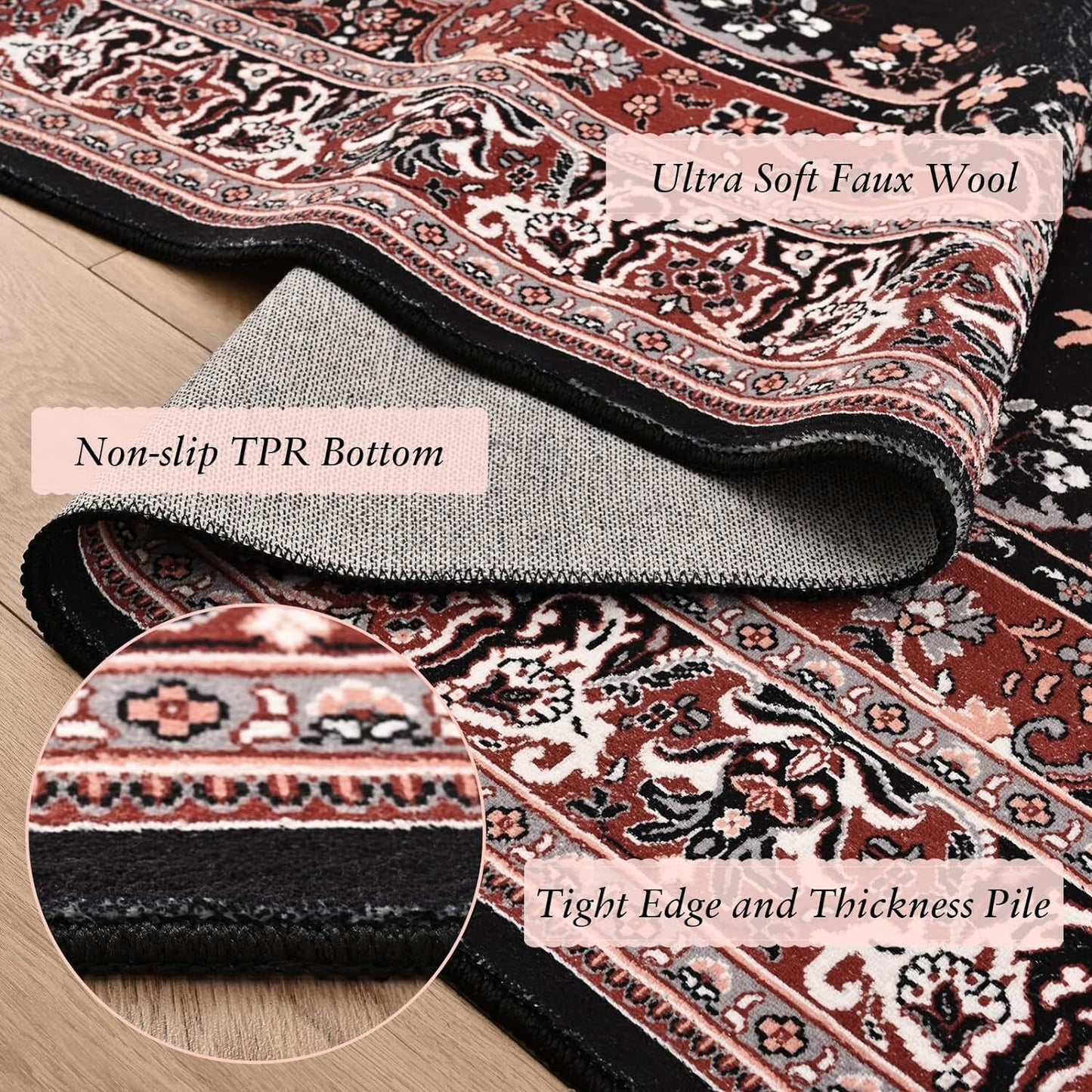4x6ft Washable Vintage Style Area Rug [Low Pile]