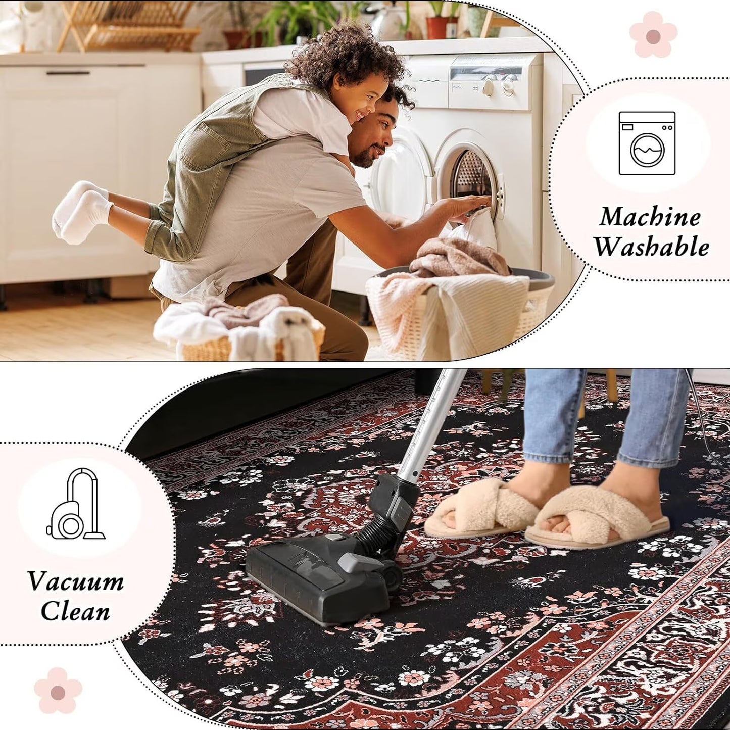4x6ft Washable Vintage Style Area Rug [Low Pile]