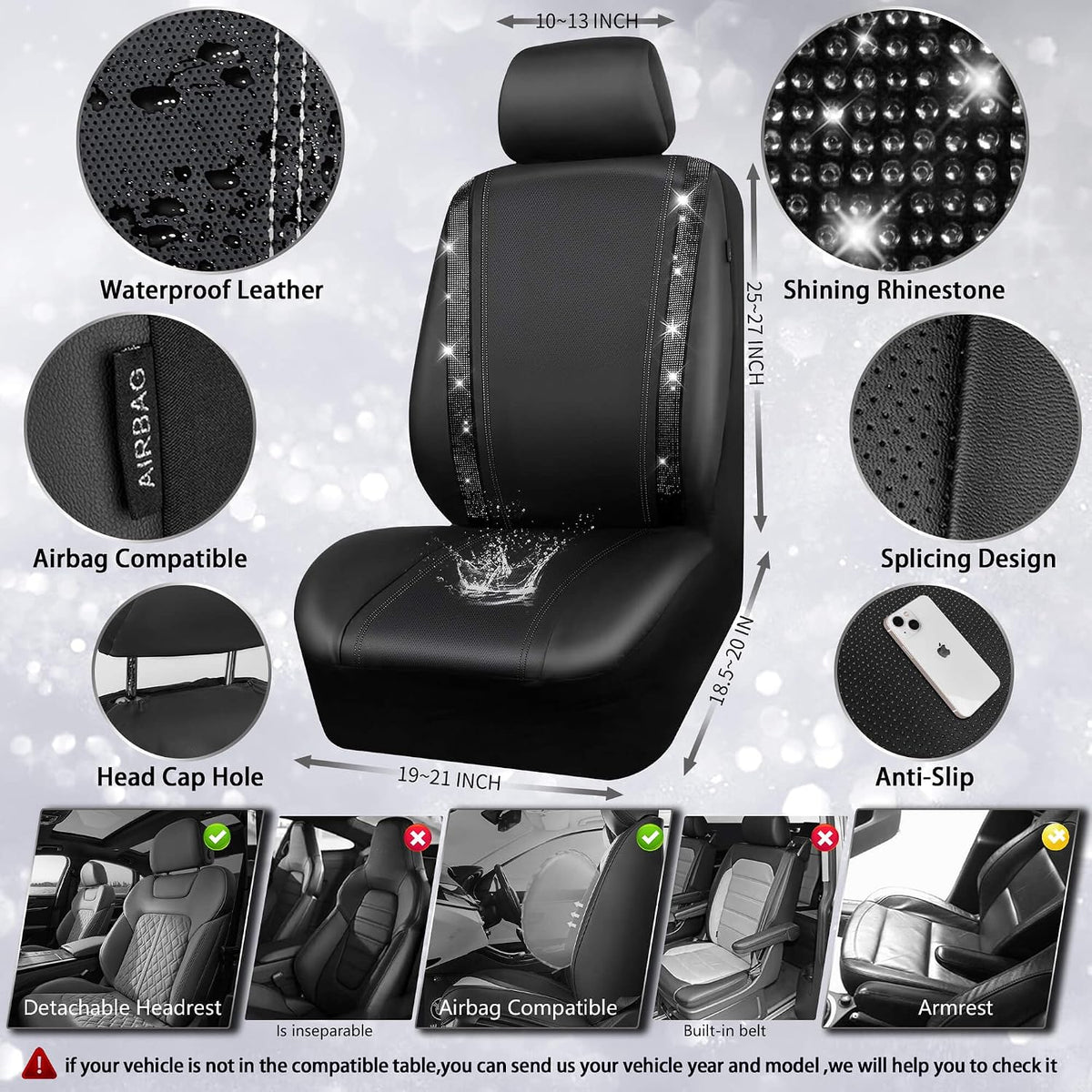 Faux Leather Universal Fit Car Seat Covers - Black