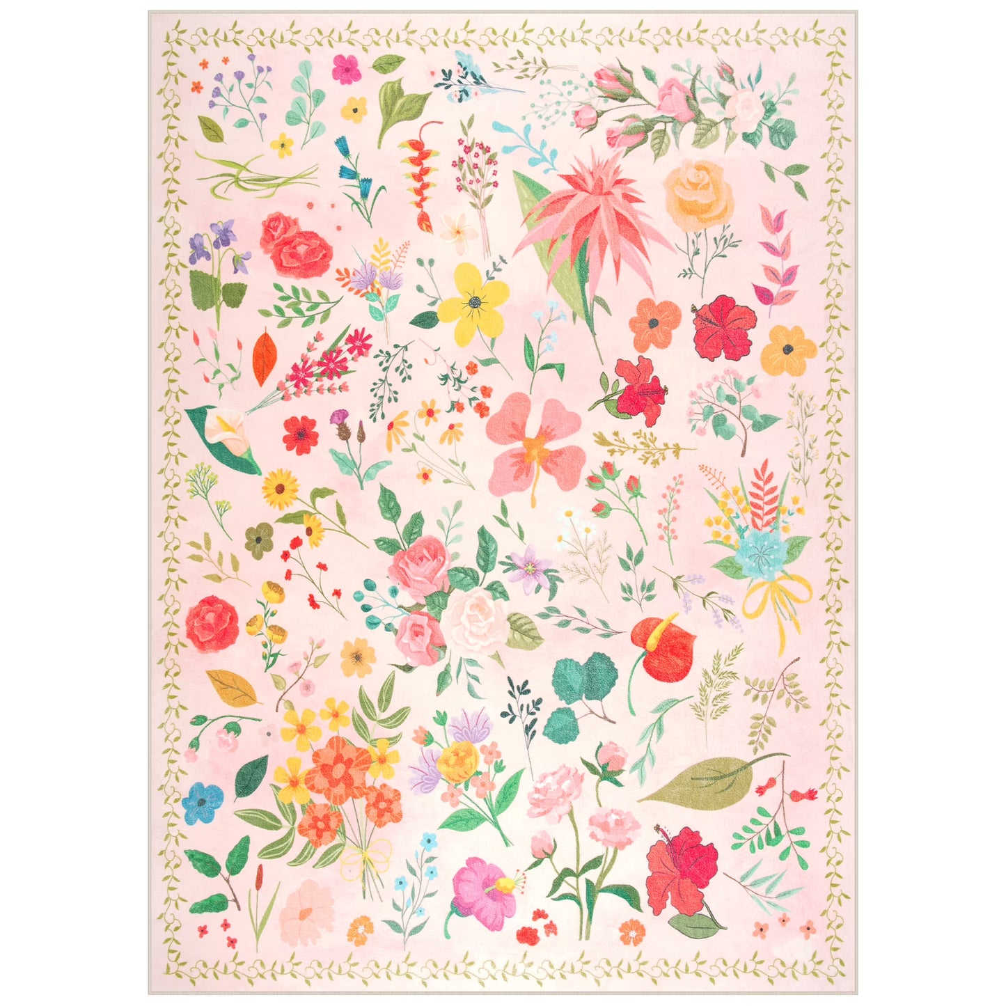 8x10ft Floral Boho Style Area Rug