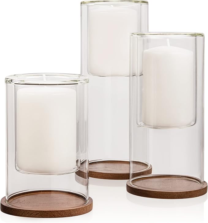 3 Hurricane Glass Candle Holders