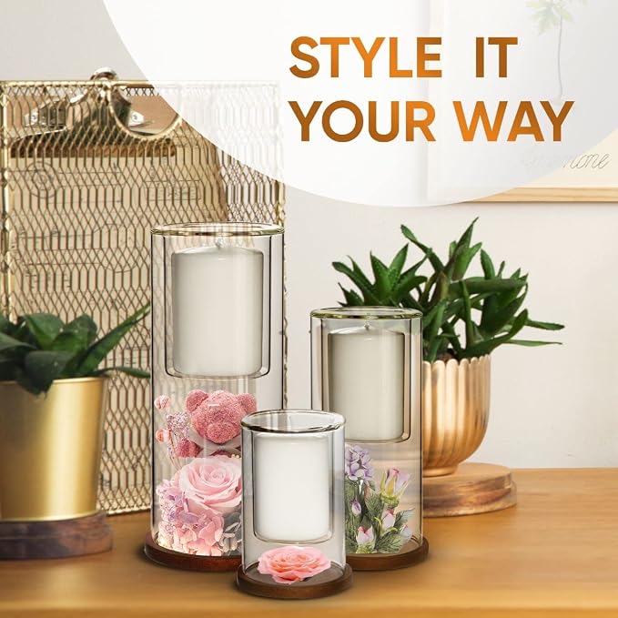3 Hurricane Glass Candle Holders