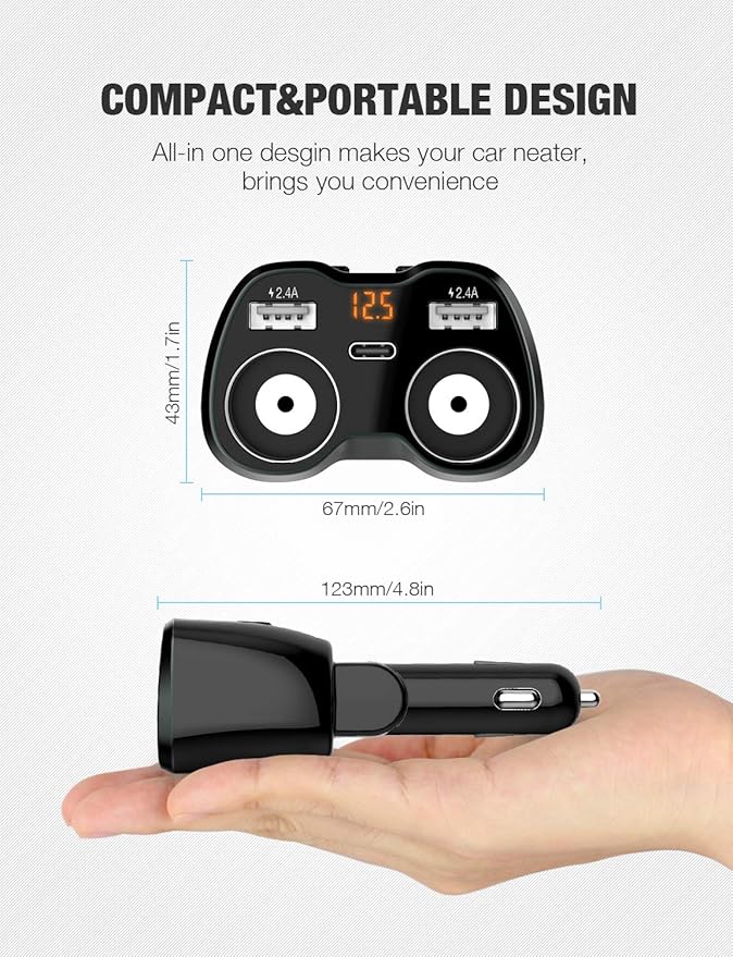 Car Cigarette Lighter 2 Socket Charger -24V