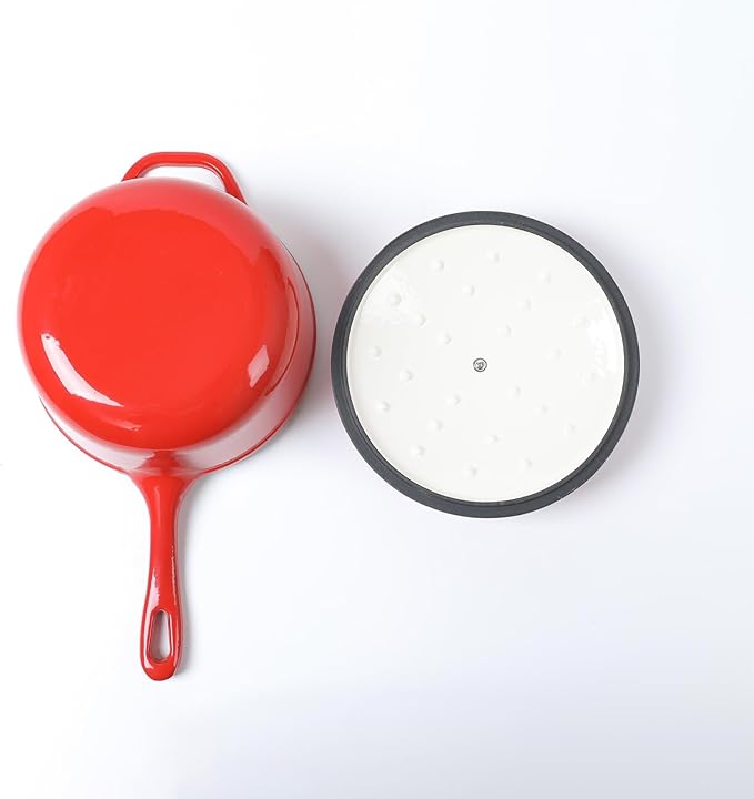 Red Enameled Cast Iron Saucepan