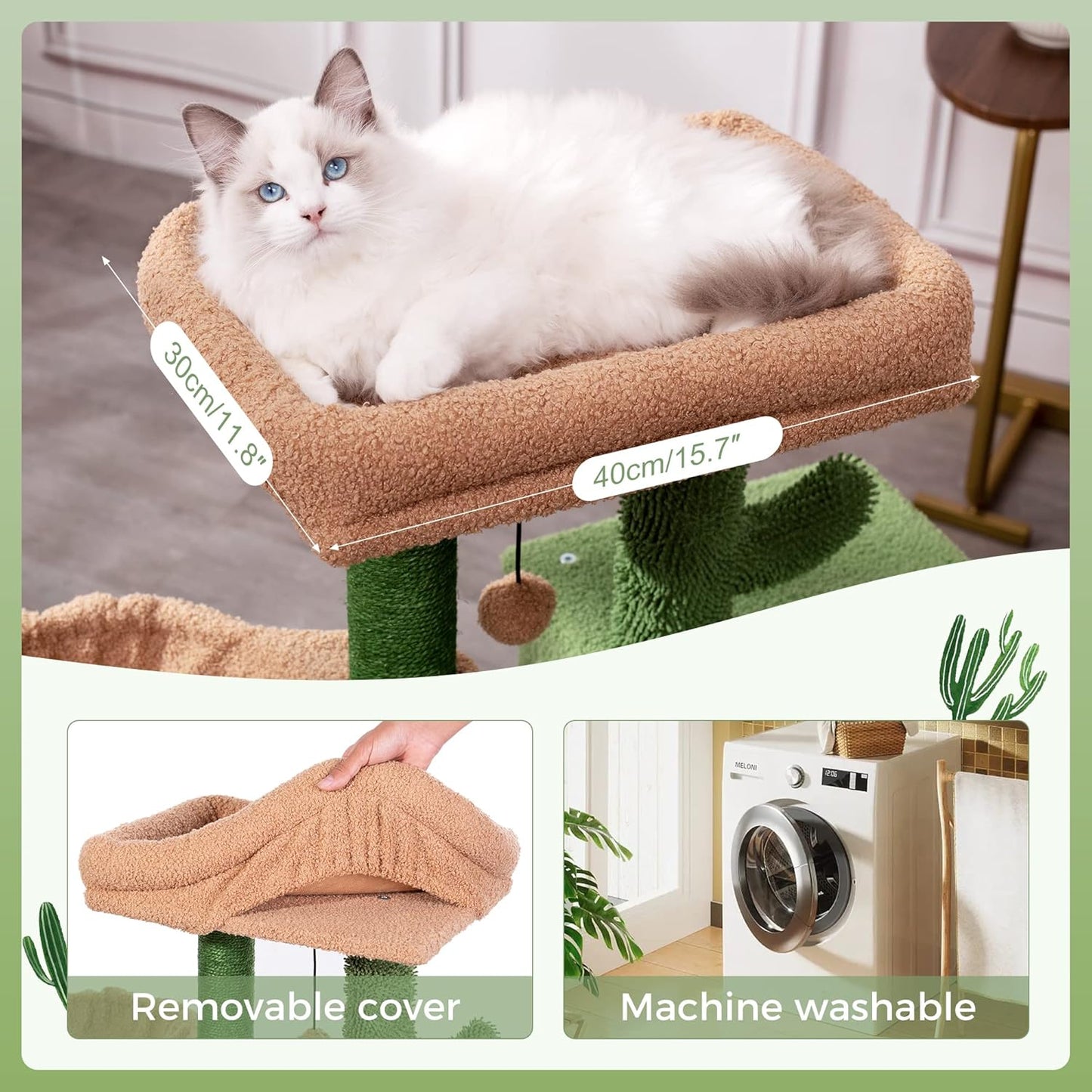 34in Cactus Cat Tree with Padded Perch