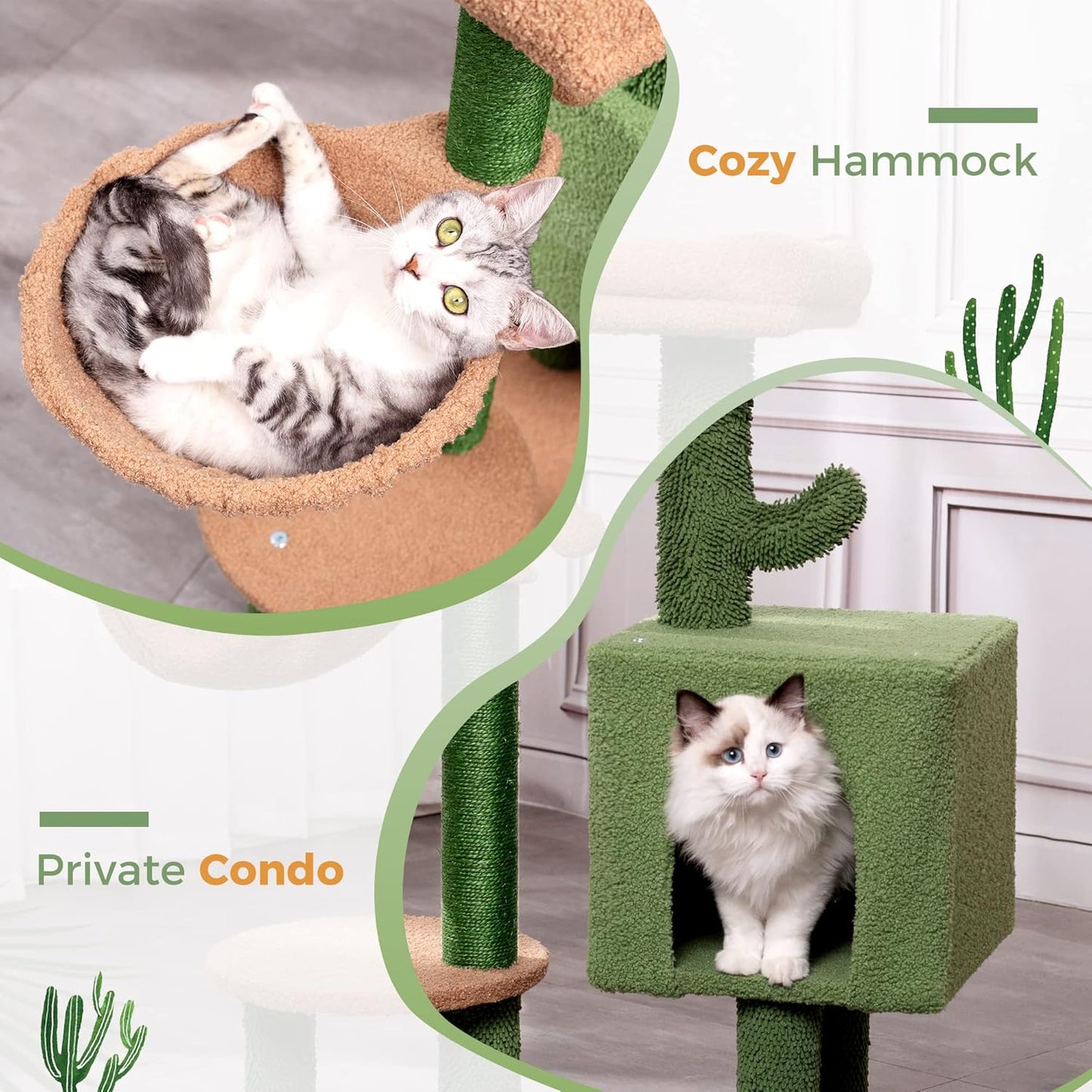 34in Cactus Cat Tree with Padded Perch