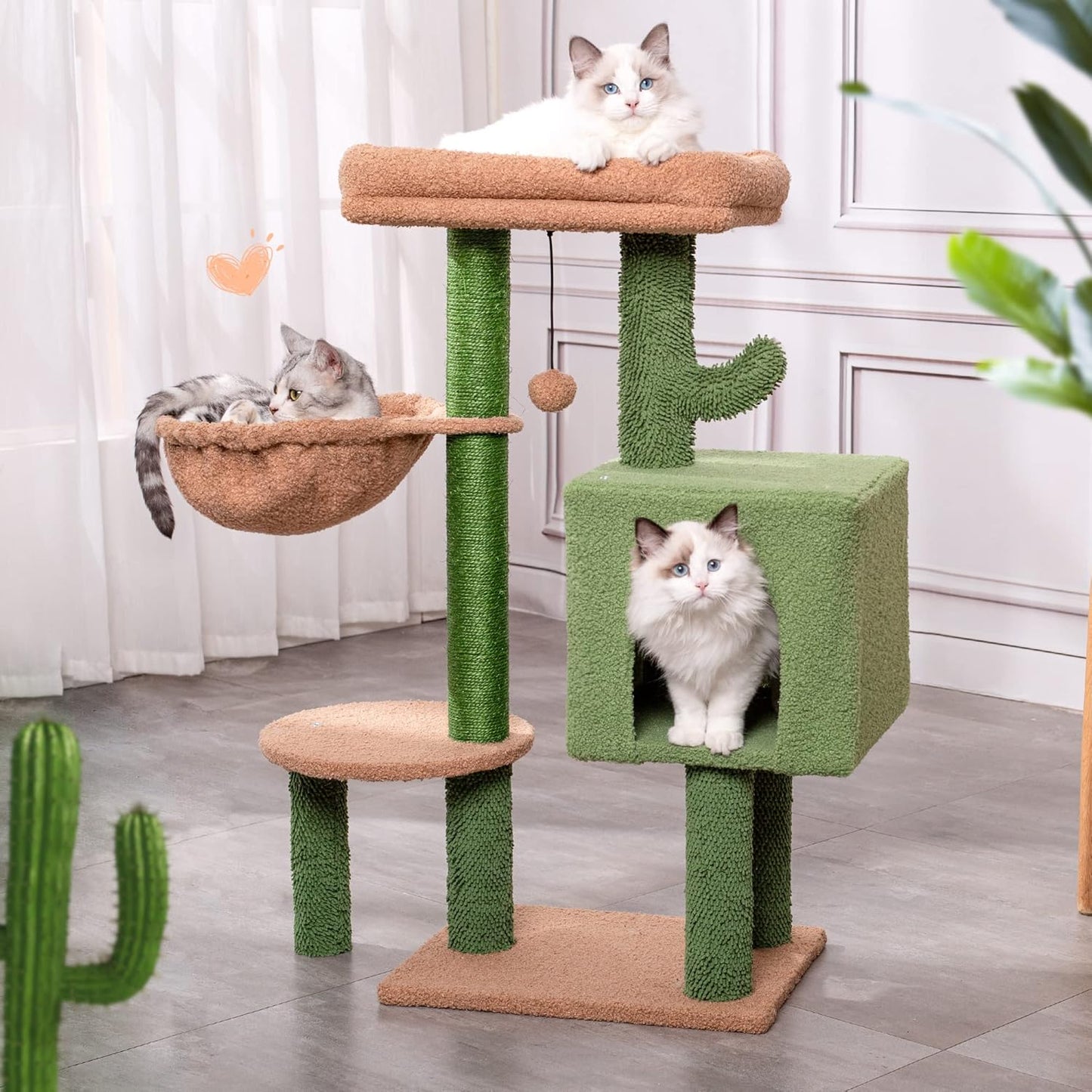 34in Cactus Cat Tree with Padded Perch