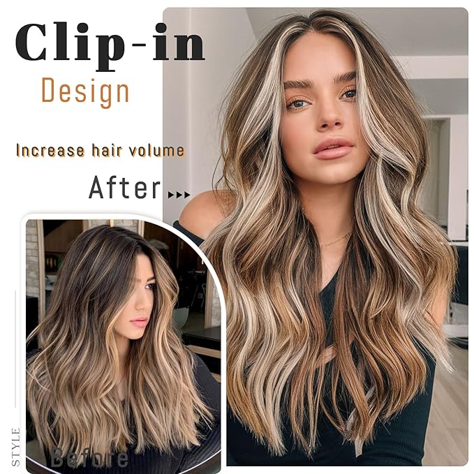 20in Synthetic Clip in Hair Extensions 6pc - Golden Brown