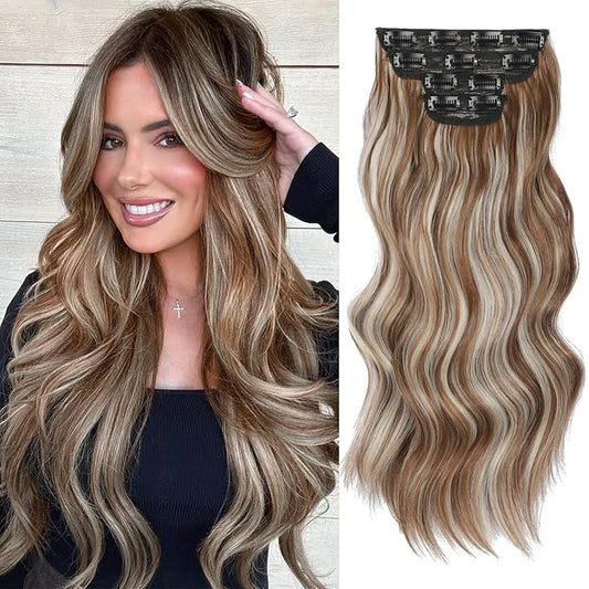 20in Synthetic Clip in Hair Extensions 6pc - Golden Brown