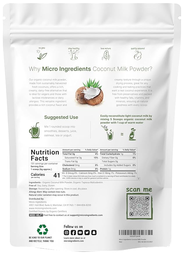 Micro Ingredients Organic Coconut Milk Powder
