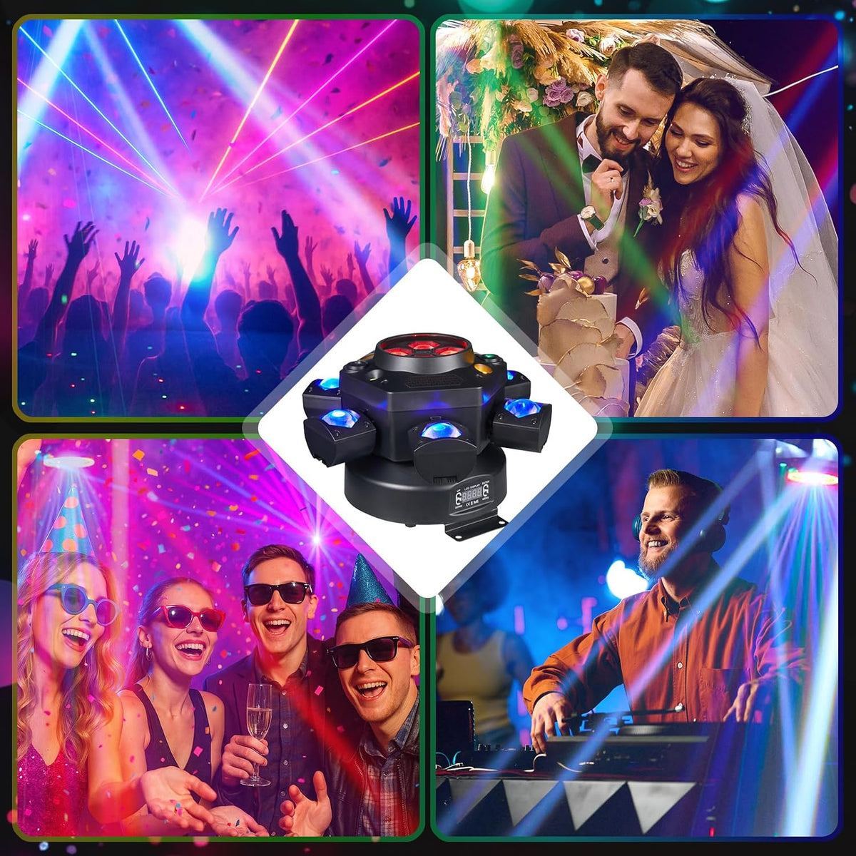 4-in-1 Moving DJ Strobe Lights
