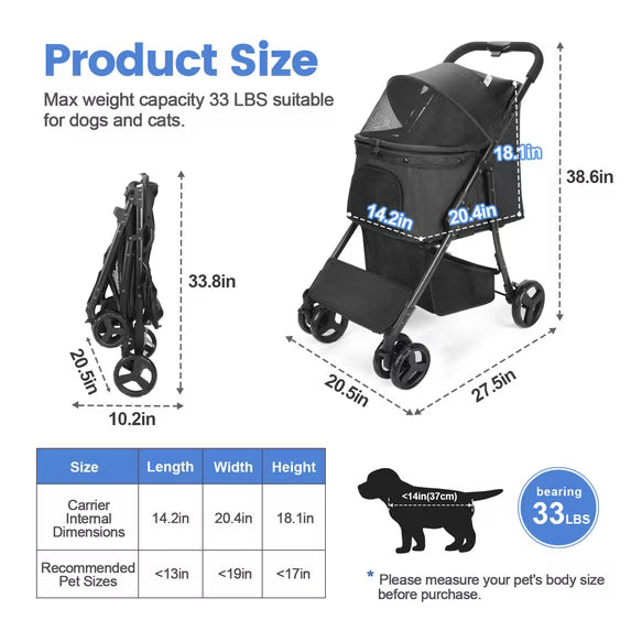 4 Wheel Pet Stroller