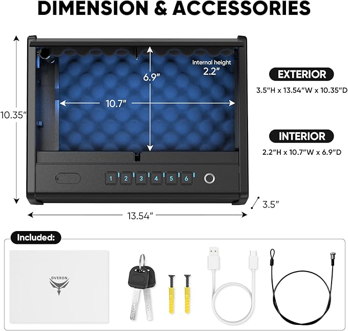 2 Pistols Biometric Handgun Safe