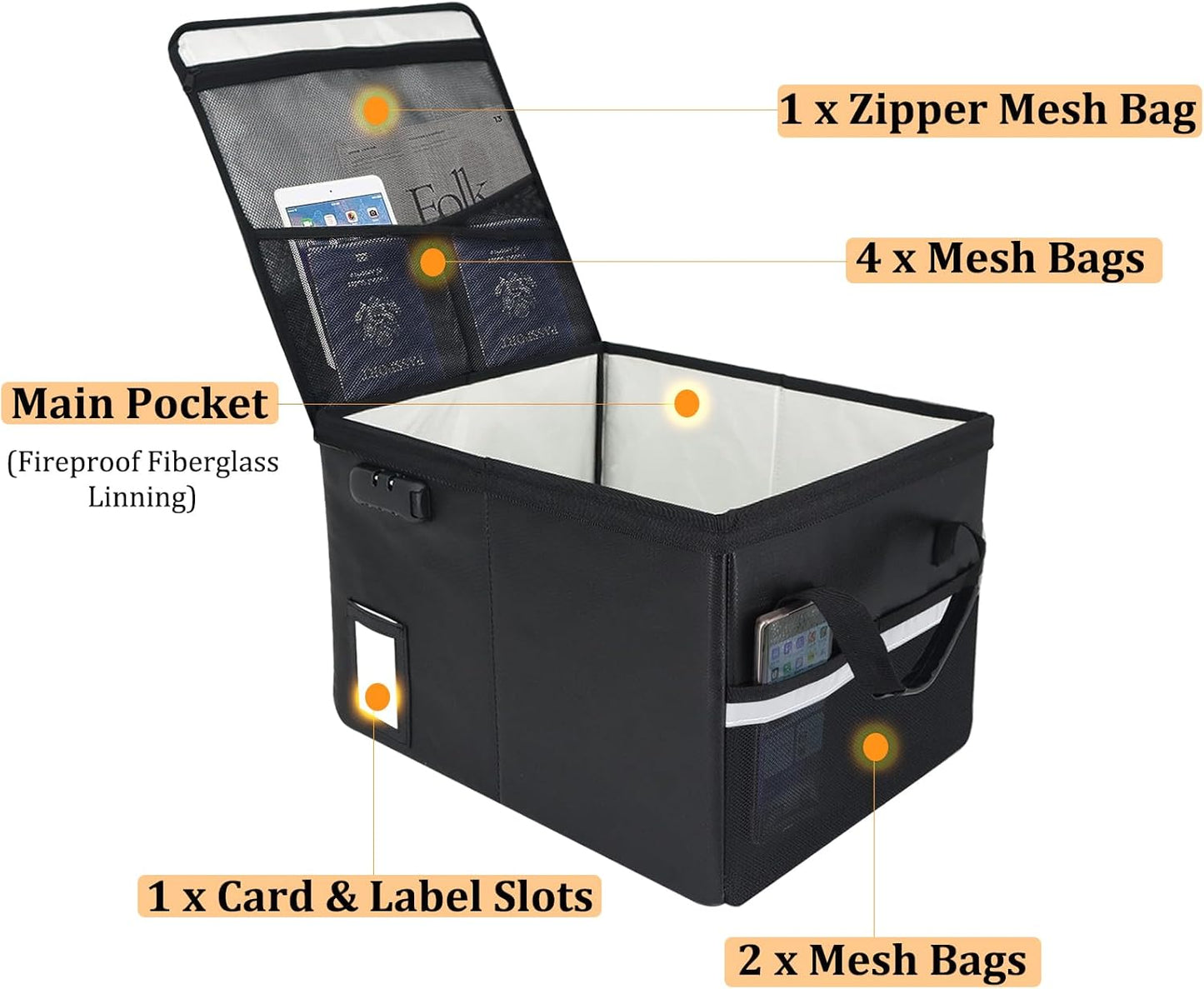 Fireproof Document File Organizer Box