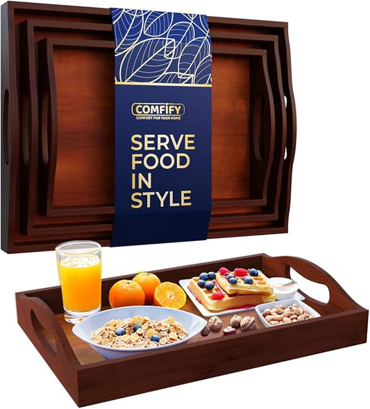 Comfify 3pc Bamboo Serving Trays