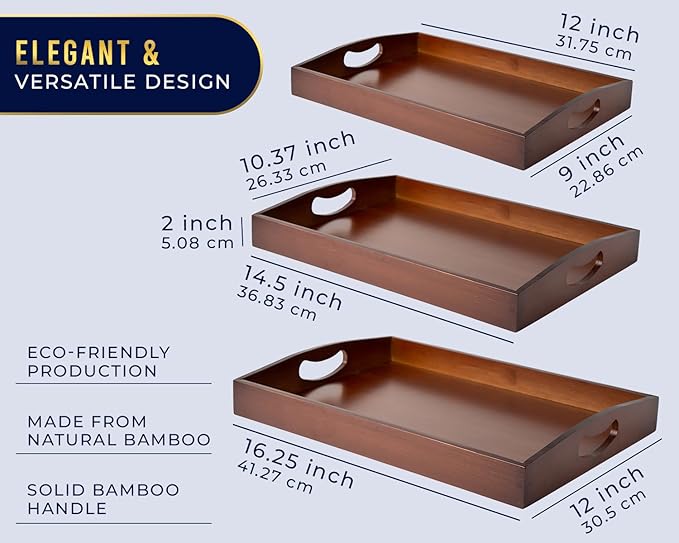 Comfify 3pc Bamboo Serving Trays