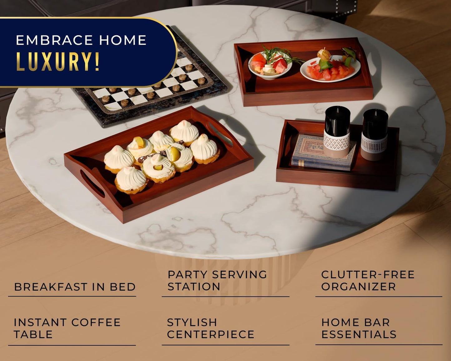 Comfify 3pc Bamboo Serving Trays