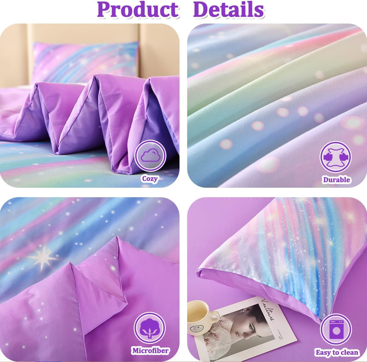 6pc Rainbow Bedding Set - Full Size