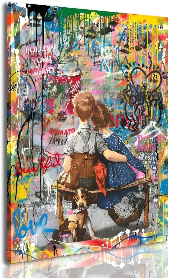 Banksy Inspired Canvas Wall Art, 24x36in