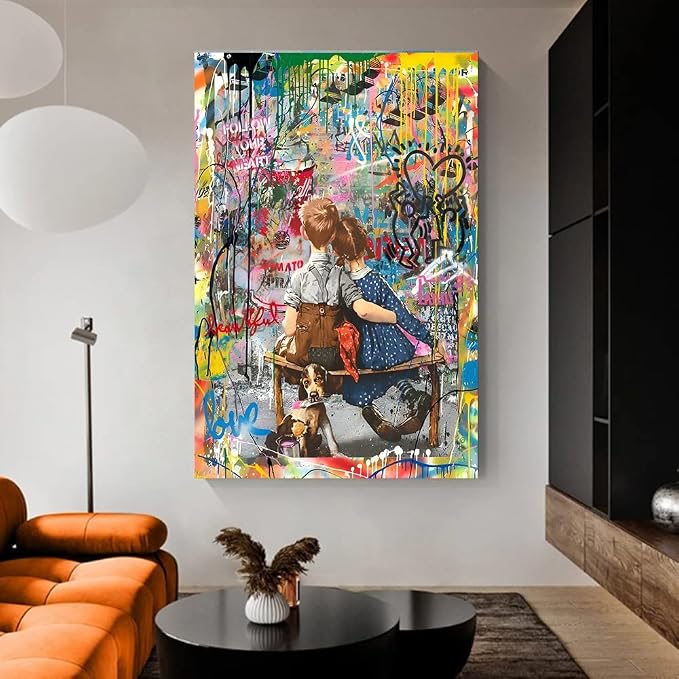 Banksy Inspired Canvas Wall Art, 24x36in