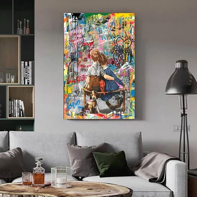 Banksy Inspired Canvas Wall Art, 24x36in