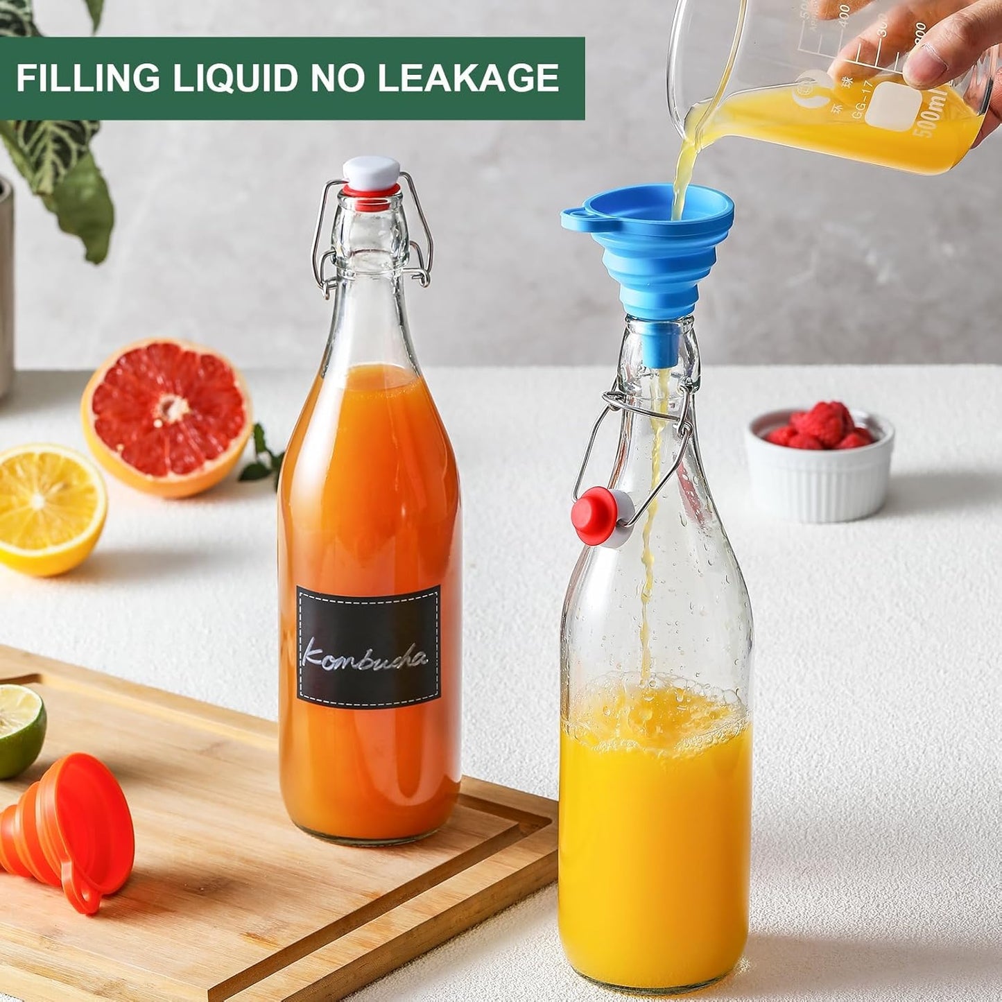 8Pack of Airtight 1 Liter Glass Bottles - Swing Top