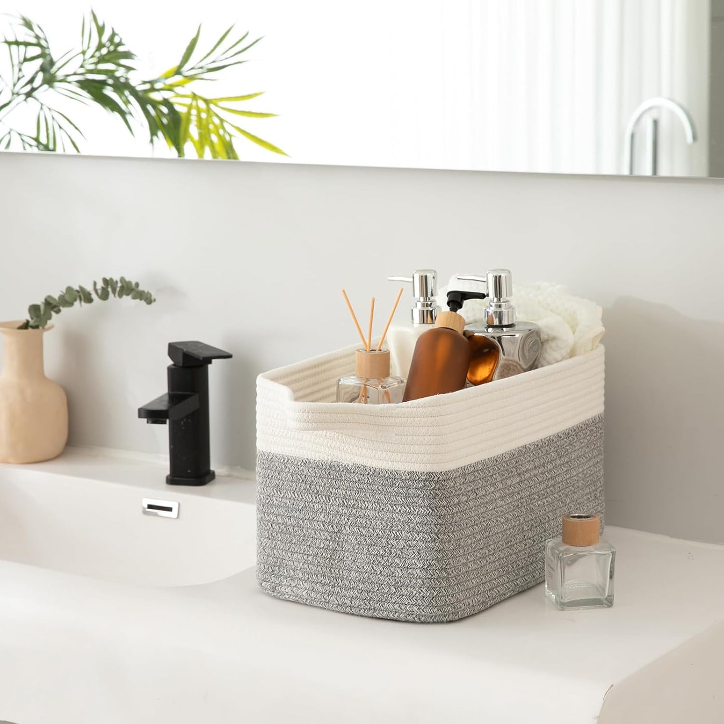 3pc Woven Cotton Rope Storage Baskets - Grey