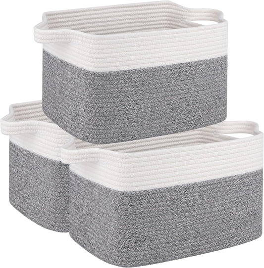 3pc Woven Cotton Rope Storage Baskets - Grey