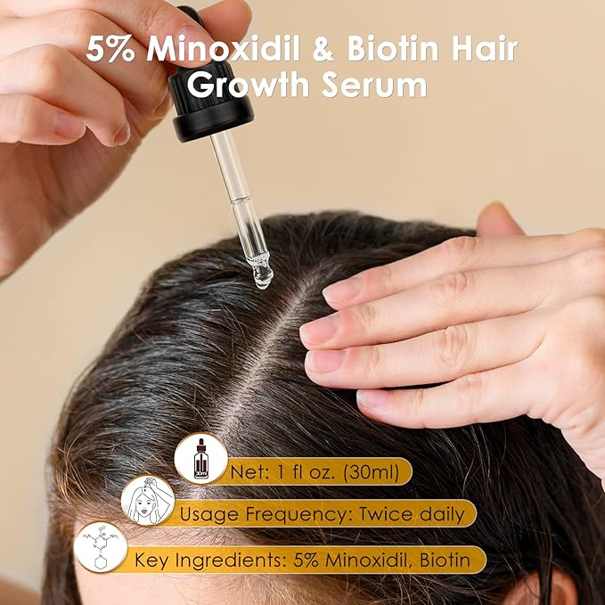 5% Minoxidil Biotin Hair Growth Serum (2pk)